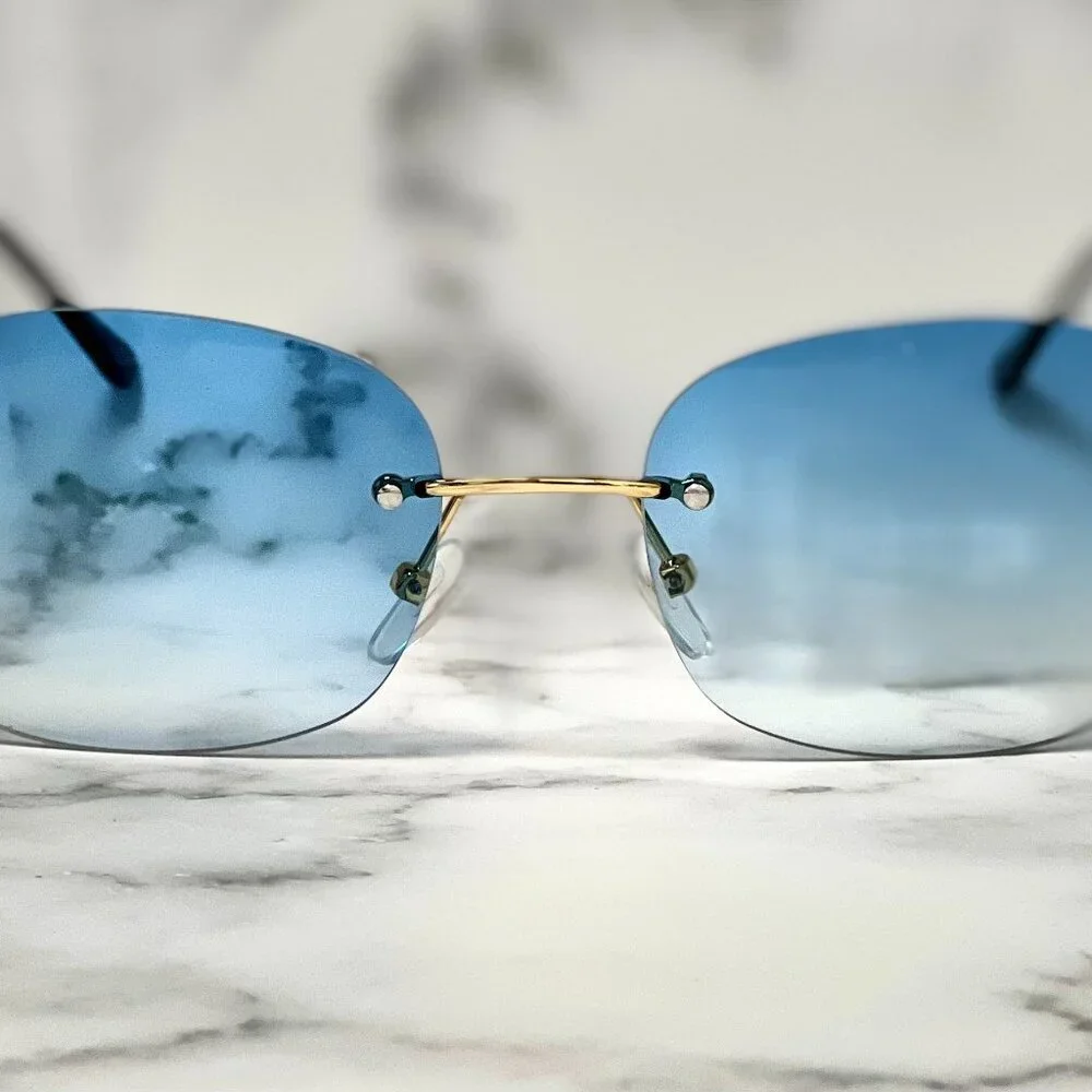 Men Sunglasses‎ Hip Hop Gold Blue Lens Fashion Retro Classic Shades Quevo Lentes